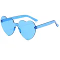 Frameless heart shaped sunglasses in translucent candy blue jelly resin style - Blue