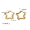 Boucles d'oreilles étoile en acier doré 18k avec détails de taille de 23mm de diamètre - Style Étoile (TE6031-9)