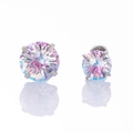 Surgical steel screw stud earrings featuring gradient pink and blue firework cut zircons - Pink & Blue (A290-3)