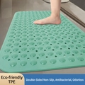 Light green TPE non-slip bathroom mat with drainage holes and textured surface - Truffle Green - Comfort Style