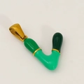 Golden letter L pendant with green enamel inlay for personalized DIY jewelry - V-Single Pendant (Green Tones/Gold)