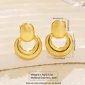 Minimalist gold stainless steel geometric earrings with nested oval design and 3.4g weight - Stainless Steel Nested Hoop Earrings