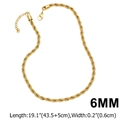 6mm 18k gold plated copper rope chain necklace with lobster clasp and extender - 6mm