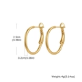 Dettagli dimensionali per orecchini a cerchio dorati in acciaio da 25 mm e spessore - Oro 25mm