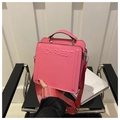 Bolso tote cuadrado rosa brillante con relieve RICH RABBIT y correa ancha a juego - Rosa Rojo