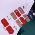 Détail des stickers ongles de Noël SDA-026 avec sapins festifs et motifs de flocons de neige - Style Sapin à Carreaux Rouge Vert Noir Blanc (SDA-026)