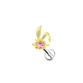 Golden bunny stud earring with pink heart gemstone and sparkling star pendant detail - Labret Stud / Gold Rabbit