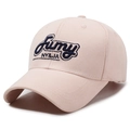 Hellrosa Baseballkappe mit dunkelblauer 3D-Stickerei und Fumy NY&JA Schriftzug - Verstellbar / Rosa