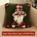 Dark green Christmas pillow case featuring Santa Claus 3D applique and felt heart details - Tall Hat Santa Pillowcase