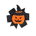 Fermaglio per capelli di Halloween con fiocco nero e decorazione a zucca con cappello da strega - Stile Testa di Zucca / Nero