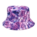 Close-up of marble print sun hat featuring fluid purple, blue and pink tie-dye patterns - Purple Blue Pink White Fluid Marble Print (3#)