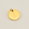 Polished gold circular stainless steel pendant featuring engraved letter I with ring - Letter I (XRS-1456) / Gold