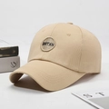 Classic beige cotton baseball cap featuring black circular BRTXN embroidery on the front - One Size(Adjustable) / Khaki