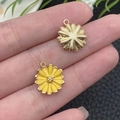 Daisy enamel charms in gold and yellow finish for DIY jewelry making and crafts - Daisy