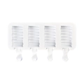 Stampo per ghiaccioli in silicone bianco a 4 fori con trama ondulata e bastoncini - Silicone / XG-12 (4 Cavità Onda)