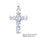 Detail view of silver cross pendant with size 33.3x22.1mm and zircon stones inlay - Style 22/Silver Clear Stone Cross/33.3*22.1*4.5mm