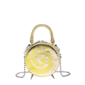 Unique clock face round handbag with metallic finish and detachable gold chain strap - Gold