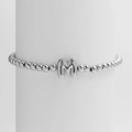 Polished silver beaded stretch bracelet featuring a 3D balloon style letter M charm - Silver M