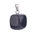 Blue sandstone square pendant necklace DIY jewelry with sparkling gold glitters - Blue Sandstone