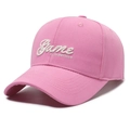 Pink cotton baseball cap featuring white Game Competitive 3D embroidery on the front - Adjustable / Rose Pink