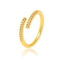 Eleganter vergoldeter offener Ring mit zwei Reihen funkelnder Zirkonia-Steine - J1052 (Zweireihiger Zirkonia)
