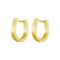Polished gold U-shaped oval huggie earrings in minimalist stainless steel finish - Round U-Shape 15mm Gold