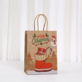 Sacchetto regalo di Natale in carta kraft con stampa di pupazzo di neve e manici - Pupazzo di neve e calza(023-2) / 21*15*8cm