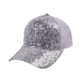 Dettaglio cappello baseball con paillettes argento e rete traspirante grigio chiaro - Regolabile / Paillettes Argento