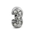 DIY 8mm silver alloy number 3 charm accessory with sparkling rhinestones for bracelets - Number 3 / Chrome