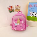 Pink sequin unicorn backpack for girls with glitter horn and 3D ears detail - Rose Pink
