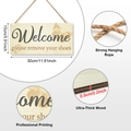 Wooden welcome sign with remove your shoes text and yellow floral pattern - Butterfly Yellow Floral Style (M80078CQ)