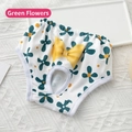 Washable pet physiological pants featuring green floral patterns and yellow bow print - S / Green Flower