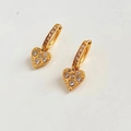 Elegant gold heart earrings with detachable sparkling zircon stones in a trendy style - Gold (KDE1429)