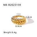 Detail view of 18K gold braided texture ring with precise size and weight measurements - US 8 / Woven Croissant Style (NB-R2023159)