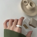 Minimalist wide 925 sterling silver ring with Lucky Goddess engraving on silver band - Lucky Goddess Engraved Wide Style(JZ0190)