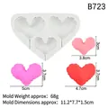 White silicone heart mold with three cavities for DIY fondant and chocolate cake toppers - 4#B723 Grey (Heart)