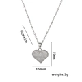 Polished silver heart pendant necklace with rhinestones, 40+5cm chain, 15mm width - Silver Quilted Heart Layered Necklace