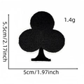 Detailed view of black club embroidered patch with dimensions 5.5cm by 5cm shown clearly - Style 10 (Single Club)