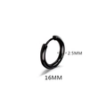 Minimalist black titanium steel hoop earring 2.5mm thickness and 16mm outer diameter - 2.5*16mm Black (Single)