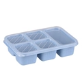 Hellblaue Weizenstroh-Lunchbox mit fünf Fächern und transparentem Deckel zur Aufbewahrung - 5 Ebenen / Blau