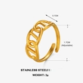 Anillo de cadena minimalista de acero inoxidable dorado con banda ajustable mujer - Abierto Ajustable / Dorado