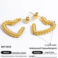 Gedrehte Herzstecker aus 18k vergoldetem Edelstahl, 21,2 mm Größe für Damen - EH11653-Verdrilltes Herz