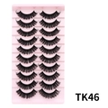 TK46 3D Russian Volume kunstwimpers set met 10 paar volle en gekrulde zwarte wimpers - Dikke zwarte stijl (TK46)