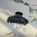 Minimalist black acrylic hair claw clip with silver glitter finish for women - Black