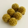 Set of six mustard yellow velvet thread balls for DIY Christmas crafts and ornaments - 5cm / Set of 6 / Matcha Green