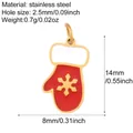 Christmas snowman charm in stainless steel with white oil drip finish for DIY jewelry - Glove (G5)
