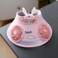 Pink kids sun hat with dual built-in fans and cute cartoon rabbit patterns - Ice Silk Animal Double Fan Style / Ice Silk Animal Double Fan-Pink Rabbit