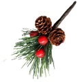 Kunstmatige kersttak met dennenappels, rode bessen en groene naalden op witte achtergrond - Stijl 2 (2 Dennenappels/3 Bessen) / Rood Groen Bruin
