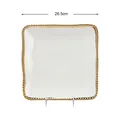 26.5cm white square ceramic plate featuring elegant gold beaded edges for dinnerware - 10 Inch Gold Square Plate