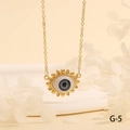 Evil eye pendant necklace in 18K gold plated finish with sparkling crystals and blue bead - Light Blue Rays-G5